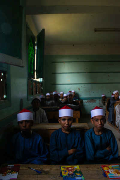 Al-Azhar School Boys in Classroom, Qena Egypt