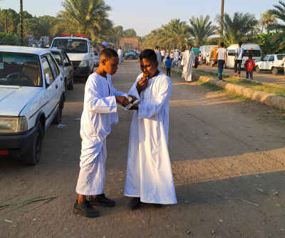 Boys in White Galabiya During Moulid Celebration, Qena