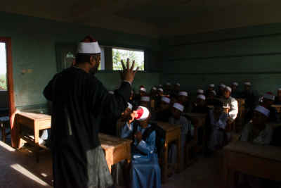 Al-Azhar School Boys in Classroom, Qena Egypt