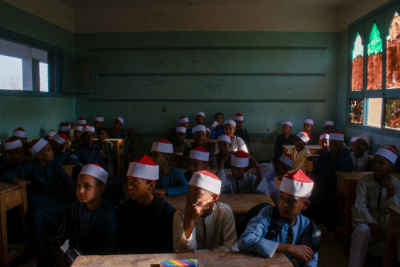 Al-Azhar School Boys in Classroom, Qena Egypt