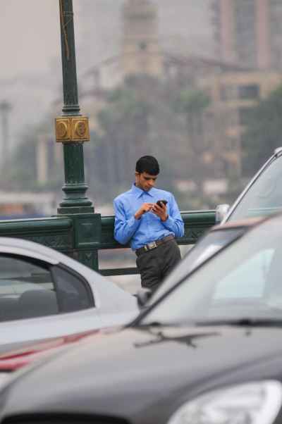 A man stands on Kasr el Nil Bridge in Cairo 2
