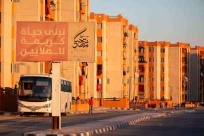 Al-Asmarat District Residential Street with Bus, Cairo