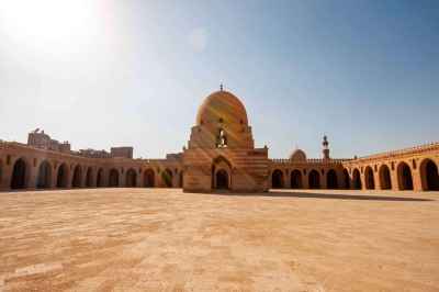 An impressive view of the interior of Ahmed Ibn Tulun Mosque in Cairo, Egypt 2