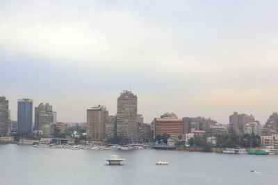 Boats on the Nile River Cairo Skyline View 2