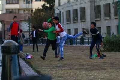 Boys Playing Football in Tahrir Square, Cairo 10