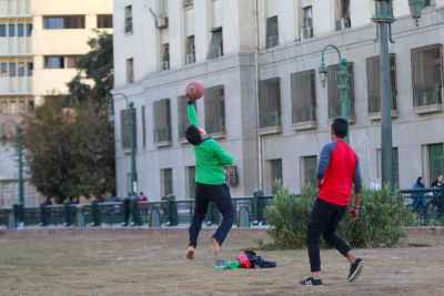 Boys Playing Football in Tahrir Square, Cairo 2