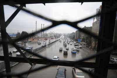 Cairo City Traffic on a Rainy Day