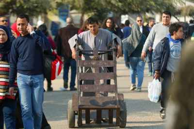 Cairo International Book Fair 2017 Worker Pushing Cart 2