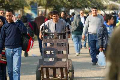 Cairo International Book Fair 2017 Worker Pushing Cart 3