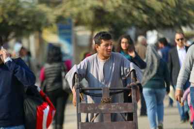 Cairo International Book Fair 2017 Worker Pushing Cart 4