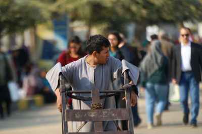 Cairo International Book Fair 2017 Worker Pushing Cart 5