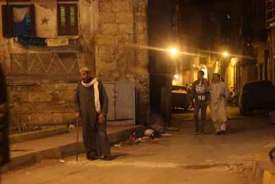 Cairo Nights Old Streets Elderly Man Walking with Cane