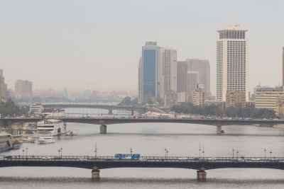 Cairo Nile River Bridges and Skyline View