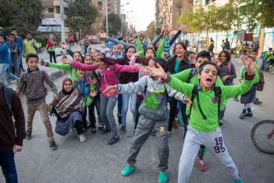 Egyptian Schoolchildren Posing on Sudan Street Cairo