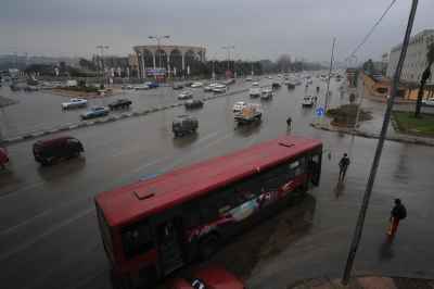 City Bus in the Rain in Cairo