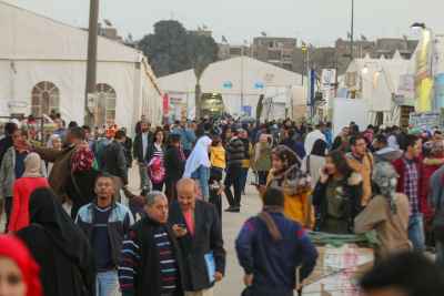 Crowded Walkway at Cairo International Book Fair 2017