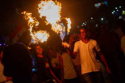 Egyptian Fan Fire Performance World Cup Celebration Mohandessin
