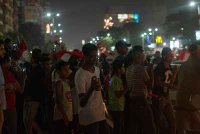 Football Fans Crowd Street During World Cup Celebration, Mohandessin