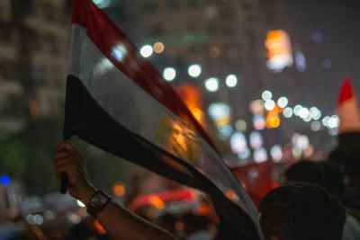 Egyptian Flag Waving at Night, Mohandessin Cairo 2017