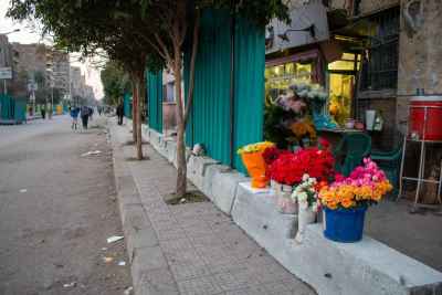 Colorful Flower Bouquets Outside Local Shop, Cairo Street