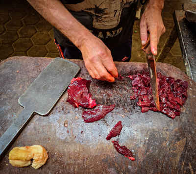 Egyptian Butcher Cutting Fresh Meat Before Eid Al Adha | Traditional Butcher Shop Documentary Scene