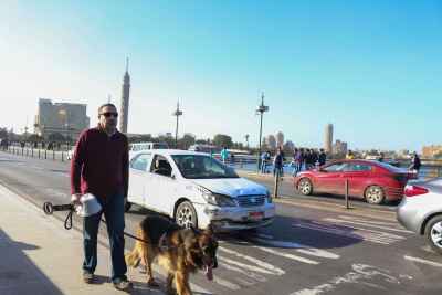 Man Walking His Dog on Kasr el Nil Bridge – Cairo Winter 2017 3