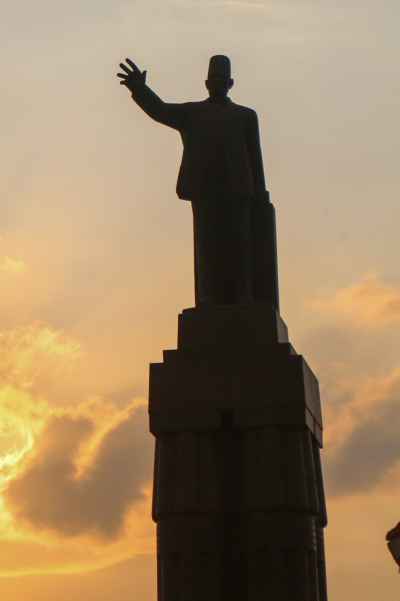 Saad Zaghloul Statue Silhouette at Sunset in Cairo, Egypt