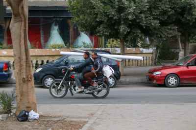 Motorcycle Carrying Long Pipes, Cairo Winter 2017
