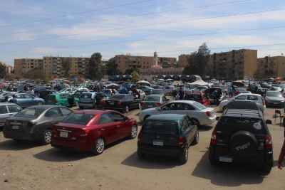 Nasr City Cairo Friday Old Car Market Wide View