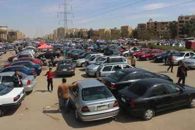 Nasr City Cairo Old Car Market Crowded Street Scene