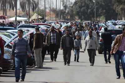 Nasr City Old Car Market Cairo Crowd Street Scene
