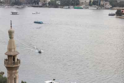 Nile River Boats and Minaret View
