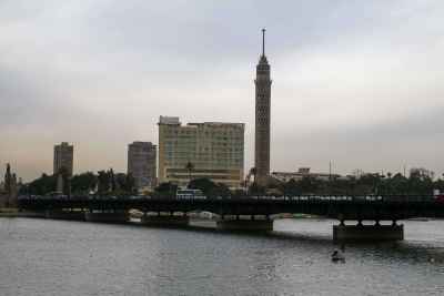 Nile River with Cairo Tower and Riverside Buildings on a Cloudy Day 1