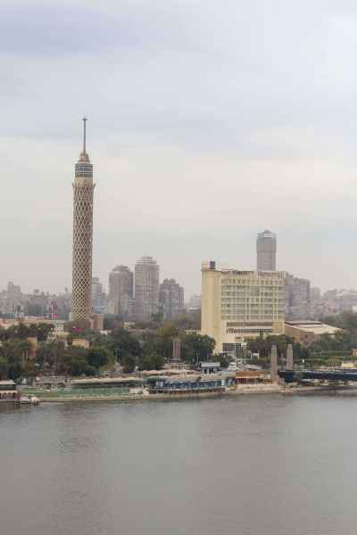 Nile River with Cairo Tower and Riverside Buildings on a Cloudy Day 2