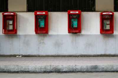 Red Public Phone Booths on Mohamed Mahmoud Street, Cairo