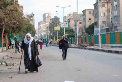 Elderly Man with Cane on Sudan Street, Cairo