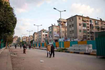 Pedestrians on Sudan Street During Metro Construction, Giza