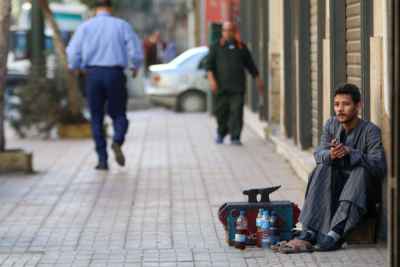 Shoeshiner Waiting for Customers on Magles el Wozara Street, Downtown Cairo (Wust el Balad) (Wust el Balad) 2