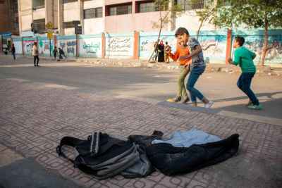 Children Playing Street Football, Sudan Street Cairo