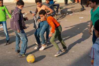 Boys Playing Street Football on Sudan Street, Cairo
