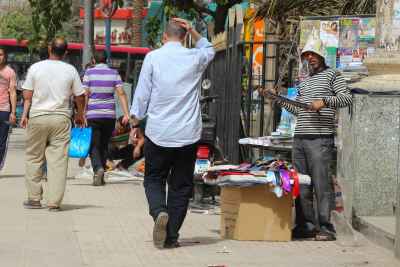 Street Vendor Selling Croissants in Downtown Cairo (Wust el Balad), Egypt