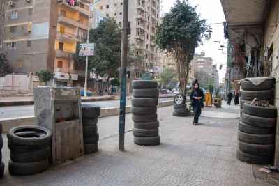Stacked Tires on Sudan Street Sidewalk, Cairo