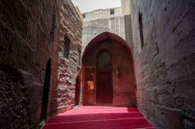 Sultan Hassan Mosque – Courtyard Dome and Minaret in Old Cairo