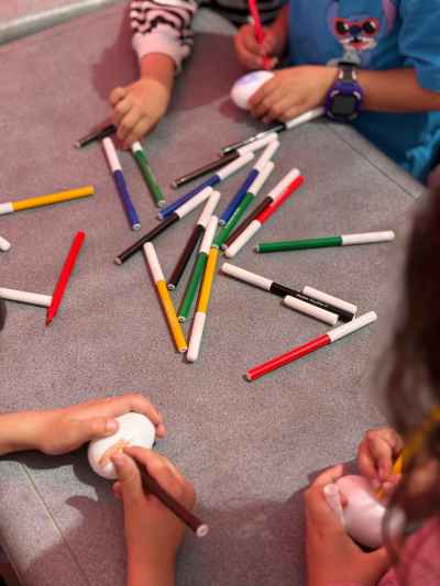 Children Coloring Eggs for Sham El-Nessim, Cairo