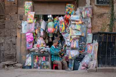 Street Toy Vendor at Al-Ashraf Street Cairo 2017