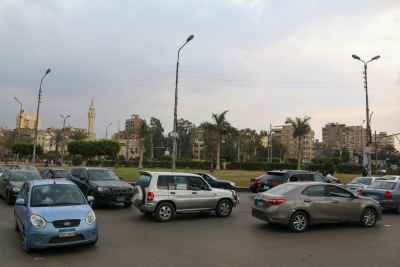 Traffic at a Busy Intersection, Cairo under Cloudy Sky -2