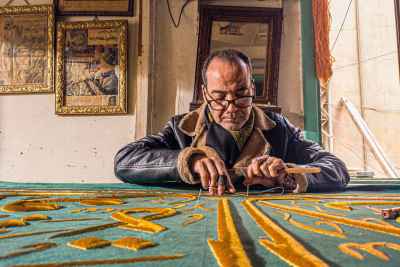 Traditional Serma Embroidery Artist in Khan El Khalili