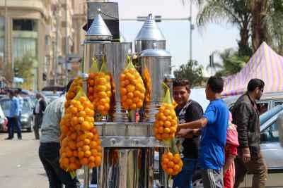 Orange Juice Cart on a Cairo Street, Egypt