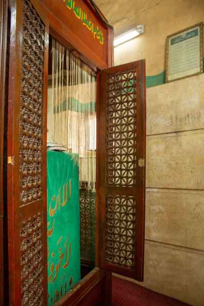 Wooden Lattice Door Opening into a Maqam on Al-Ashraf Street in Cairo 2017