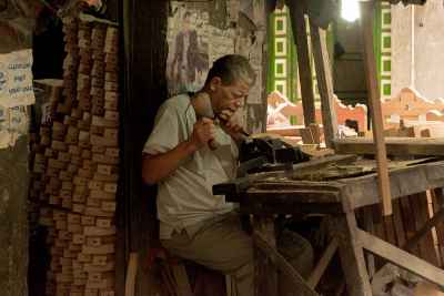 Traditional Oyma Wood Carving Craftsman in Damietta, Egypt